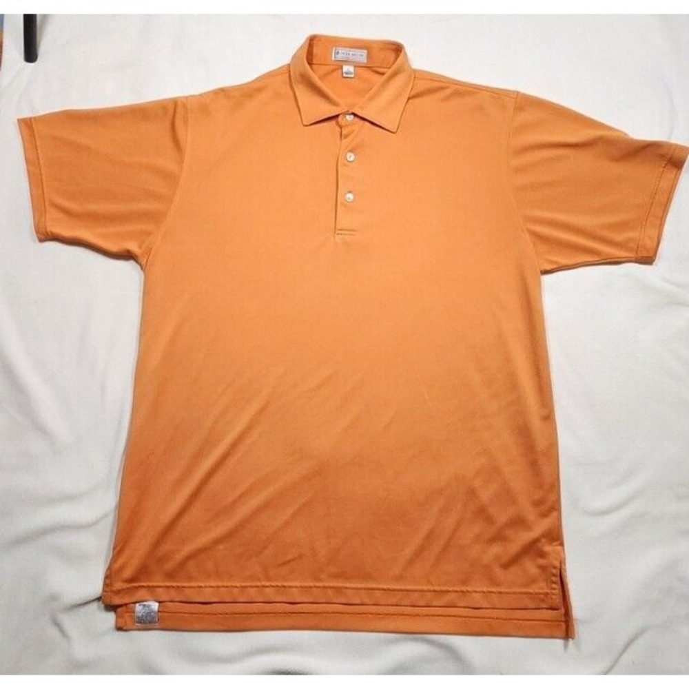 Peter Millar Summer Comfort Polo Shirt‎ Men L Orange Fall Color Pablo Creek Club